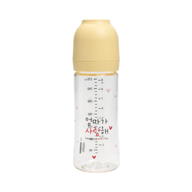 ขวดนม PA - HAENIM รุ่น NOTHING™ ขนาด 9 ออนซ์ ลาย MOM สีเหลือง (ไม่รวมจุกนม)
